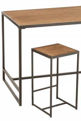 Table de bar rectangulaire USTI Métal/Bois naturel
